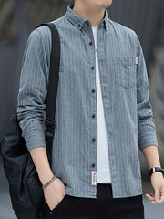 Plaid Print Men's Casual Button Up Shirt with Pocket