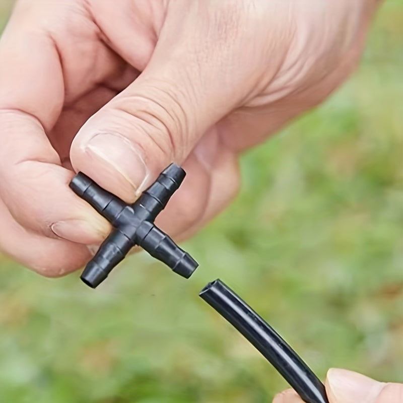 15pcs 4 Way Barbed Connector for Drip Irrigation 4 7mm Pipes