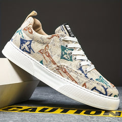 Men's Graphic Low Top Lace up Sneakers Athletic Shoes