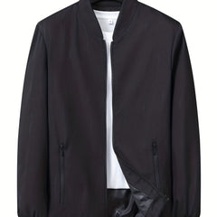 Men's Zipper Plain Jackets Windproof Casual Baseball Jacket