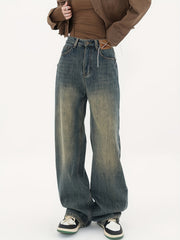 Retro Style Straight Jeans Street Baggy Denim