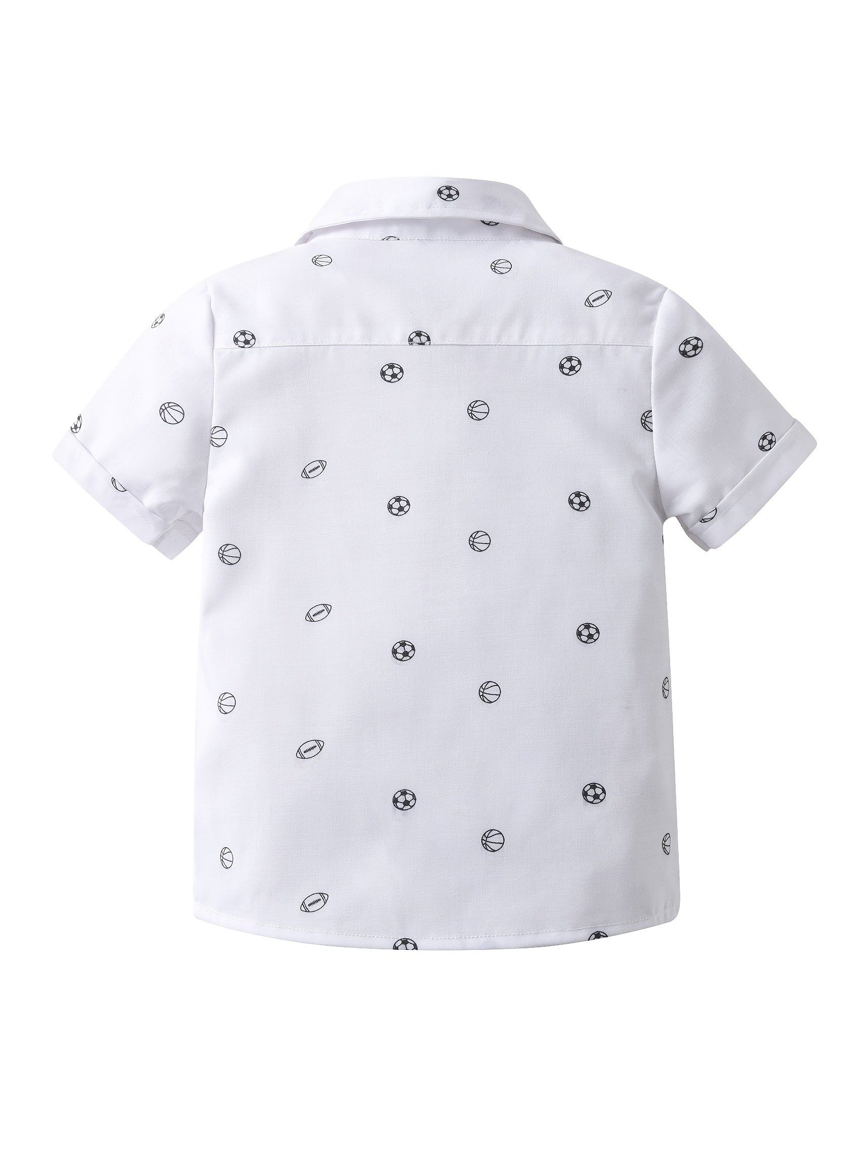 Boys Football Basketball Print Button Lapel Shirts