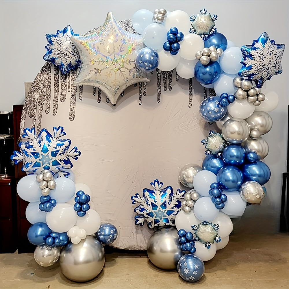 Snowflake Balloon Garland Arch Kit Winter Wonderland Party Decorations