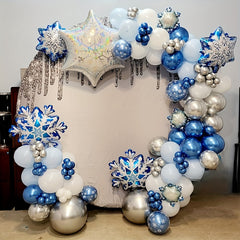 Snowflake Balloon Garland Arch Kit Winter Wonderland Party Decorations
