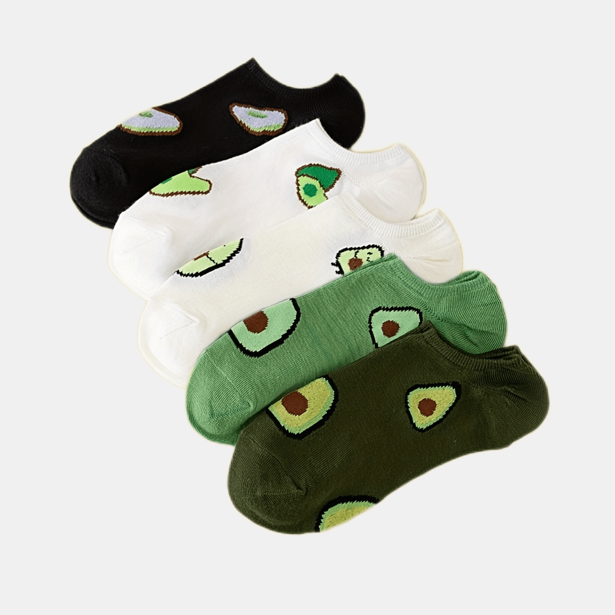 5 Pairs Avocado Print Low Cut Ankle Socks Women's Stockings