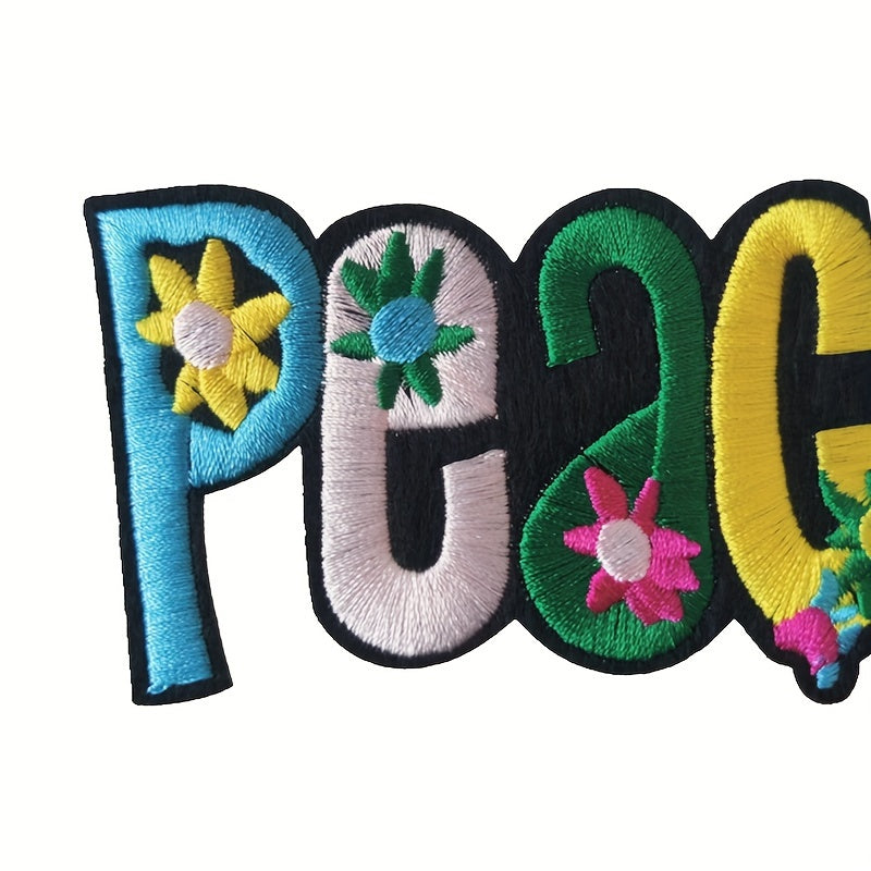 1pc PEACE Letter Patches Embroidered Fabric Patch Iron On Sew On Clothing