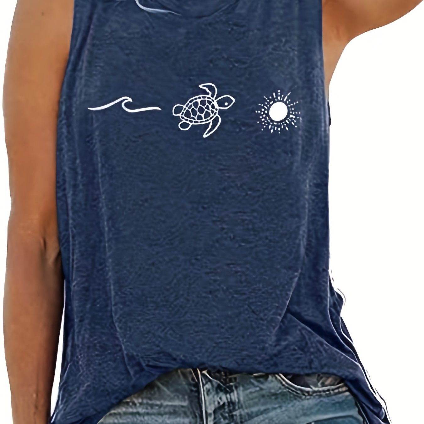 Women's Solid Graphic Tank Top - Sleeveless Crew Neck Tank