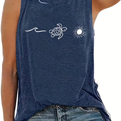 Women's Solid Graphic Tank Top - Sleeveless Crew Neck Tank