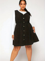 V Neck Button Tank Dress
