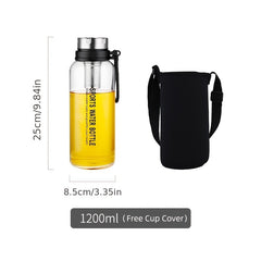 Large Capacity Glass Infuser Water Bottle Tea Tumbler Strainer