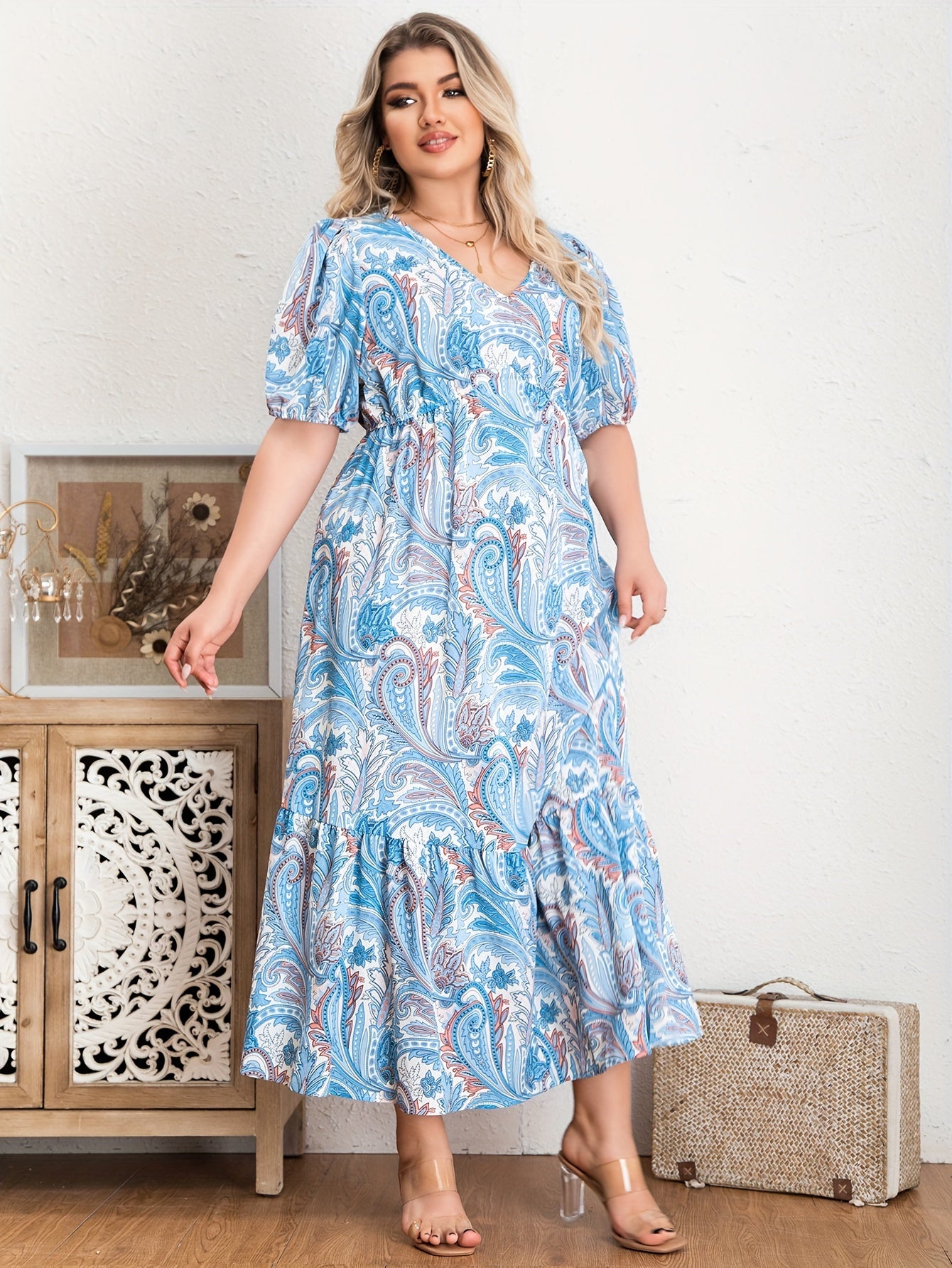 Paisley Floral Print Maxi Dress