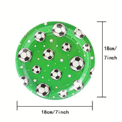 20pcs Soccer Party Plates And Napkins Set - Green Theme Tableware