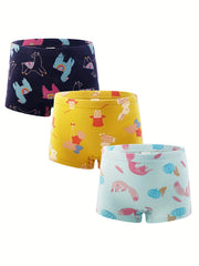 Girls Boxer Briefs Elastic Waist Cartoon Animals Print Comfortable Underwear