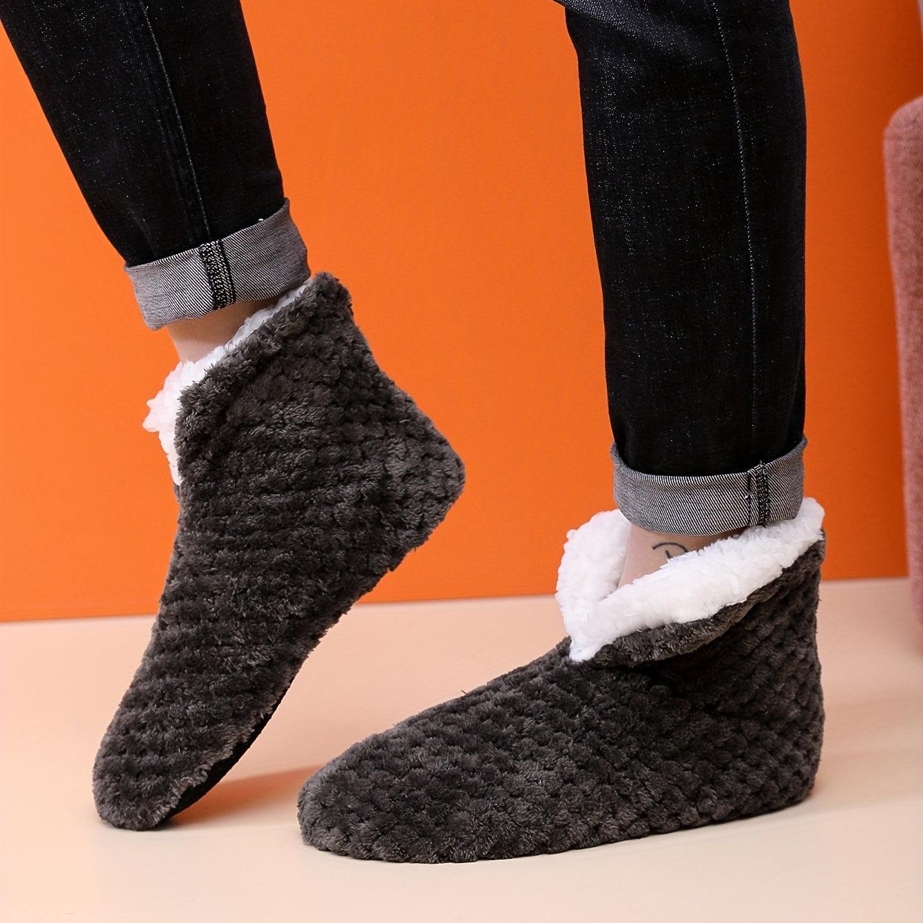 Men's Plush House Slippers Soft Shoes Fuzzy Casual
