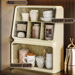 1pc Cup Storage Rack Dust proof Desktop Tea Cup Holder Cabinet