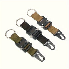 Outdoor Camping Keychain w/ Metal Buckle & Nylon Webbing