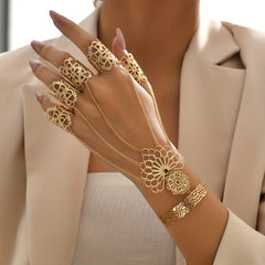 Gothic Punk Style Exaggerated Finger Ring Bracelet Hip Hop Style Hand Jewelry