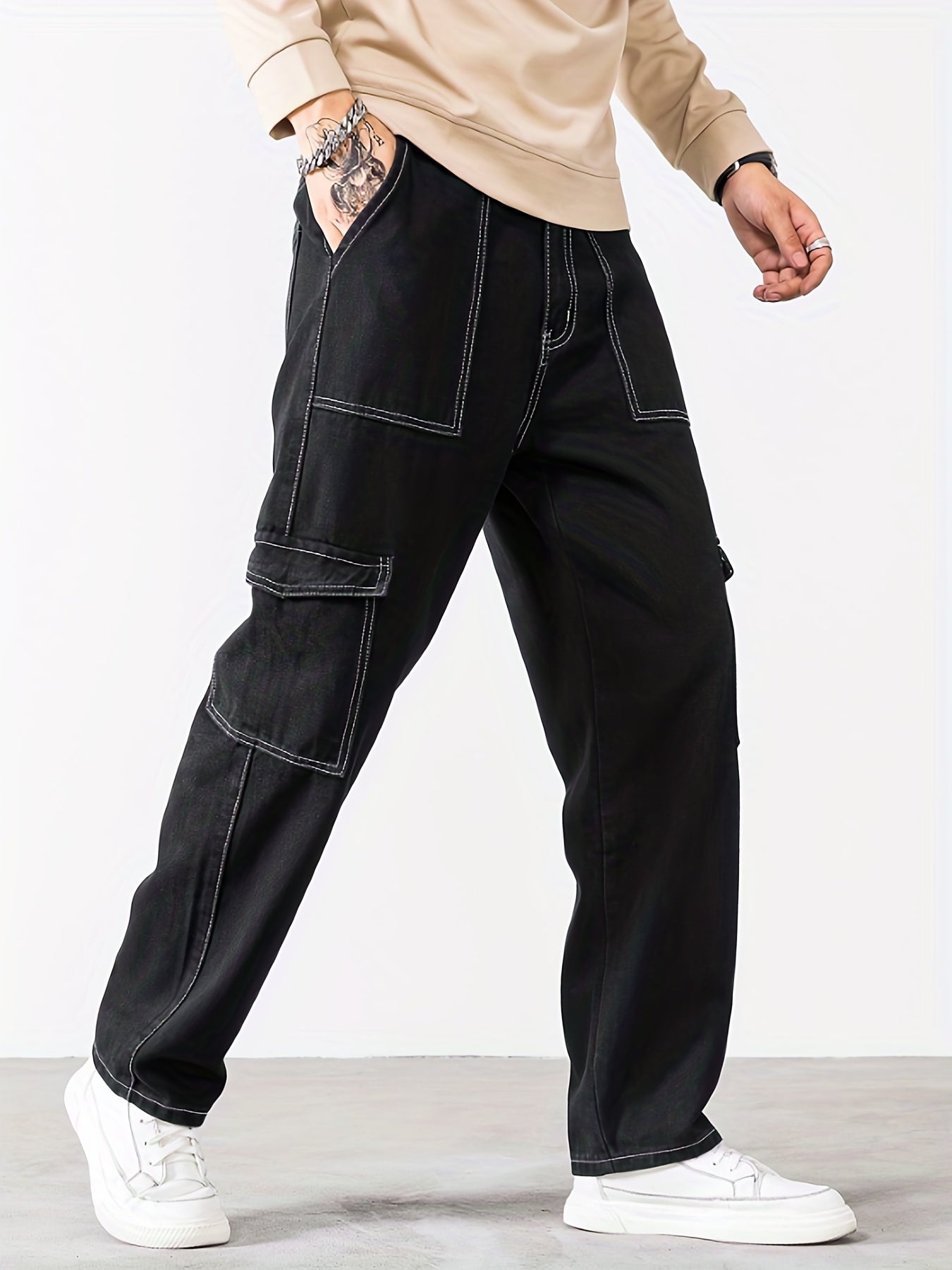 Men's Slim Fit Dark Wash Straight Leg Jeans