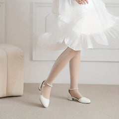 Closed Round Toe Low Heel Pumps Ankle Strap Flats Women's Footwear
