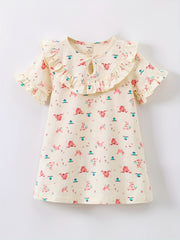 Toddler Girls Ruffle Trim Bow Puppy House Dress