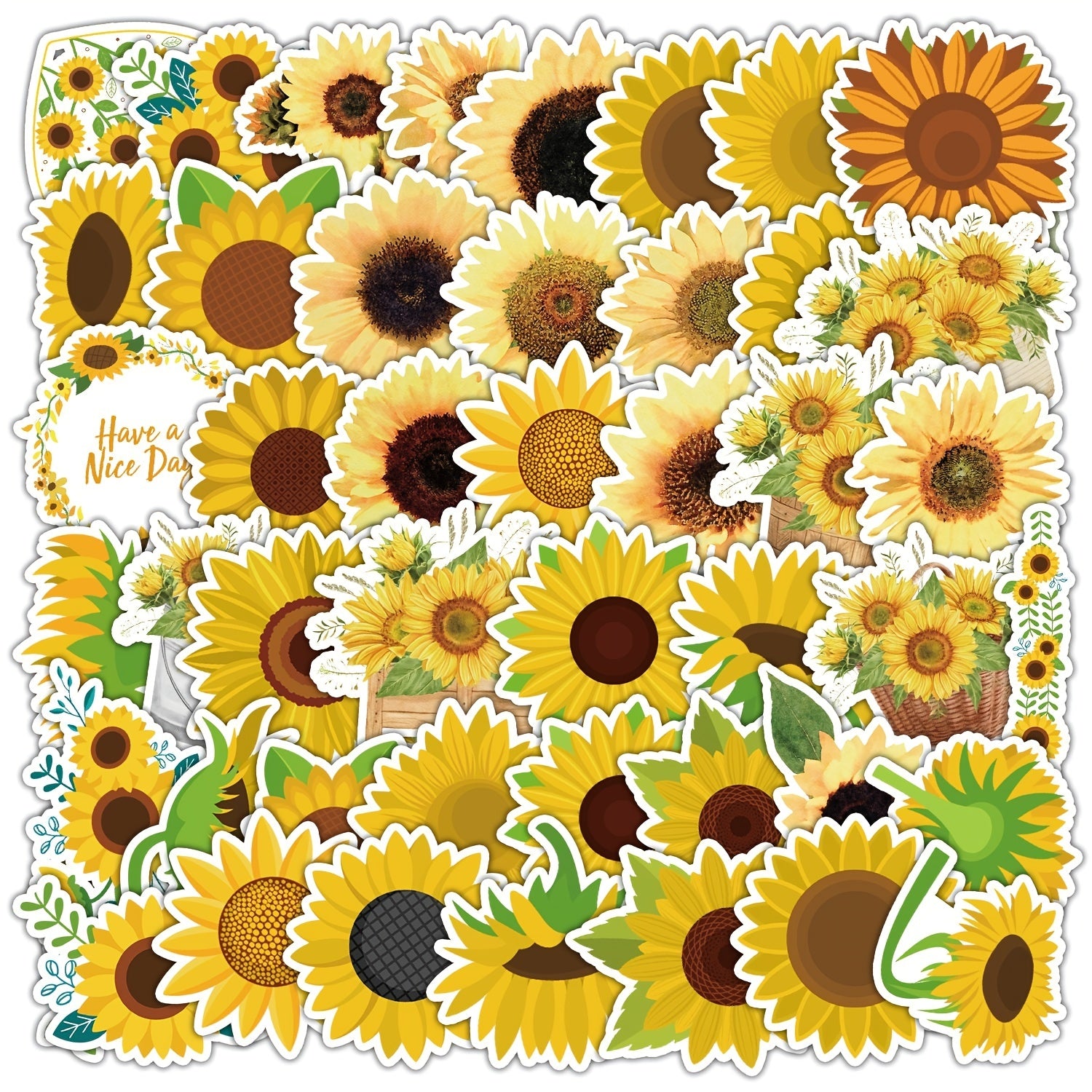 50pcs Sunflower Cartoon Stickers Vinyl Waterproof Decals