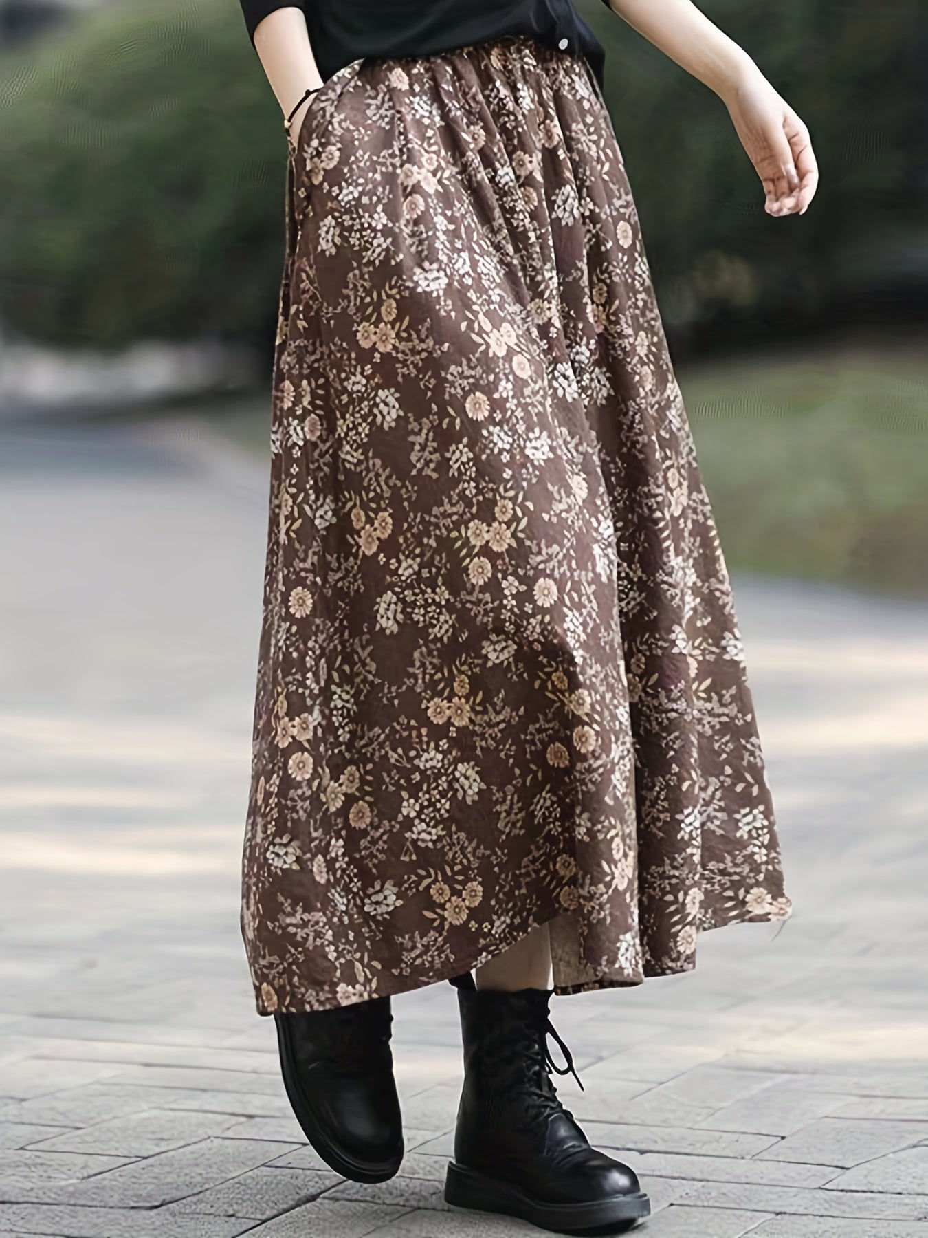 Boho Ditsy Floral Print Skirt for Summer & Spring