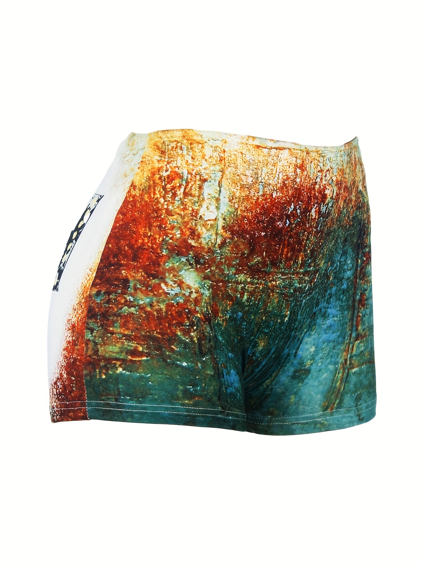 Women's Plus Size Western Style Floral Tie Dye Elastic High Rise Shorts
