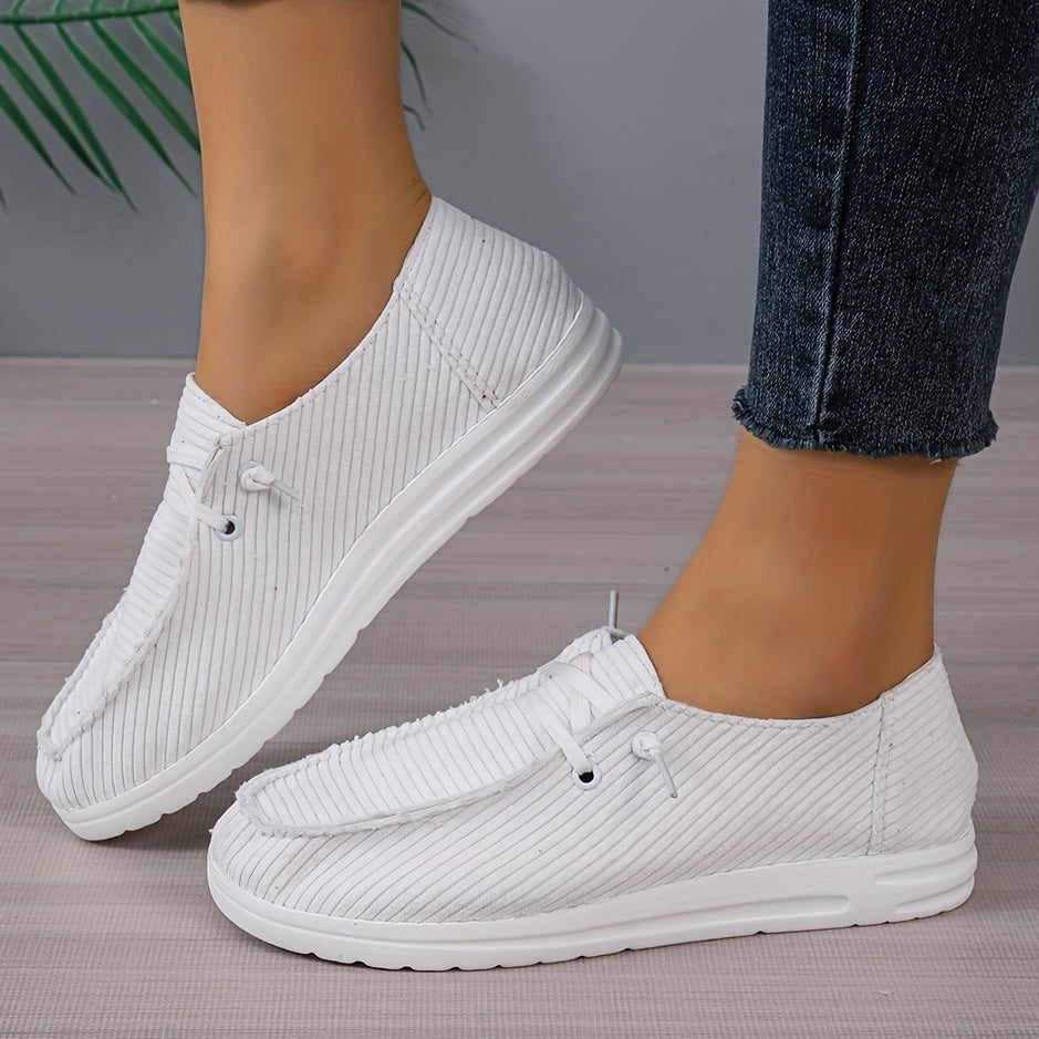 Women's Corduroy Loafers Slip On Flat Solid Shoes