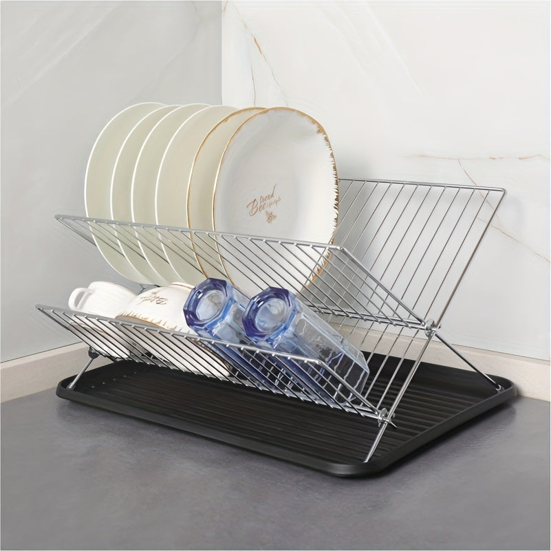 Foldable X-shaped Draining Rack Countertop Dish Bowl Storage