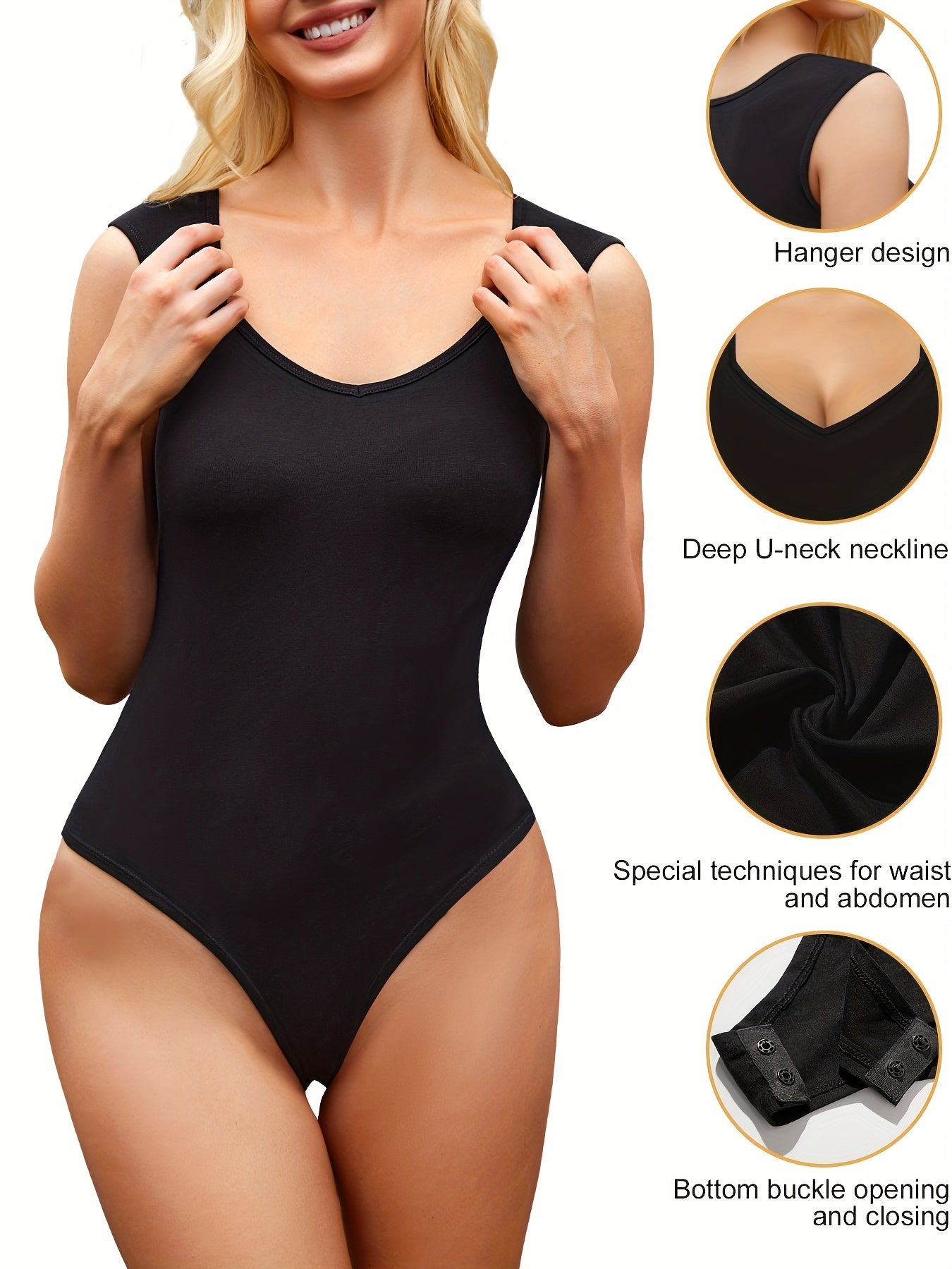 V Neck Sleeveless Shapewear Bodysuit Tank Top