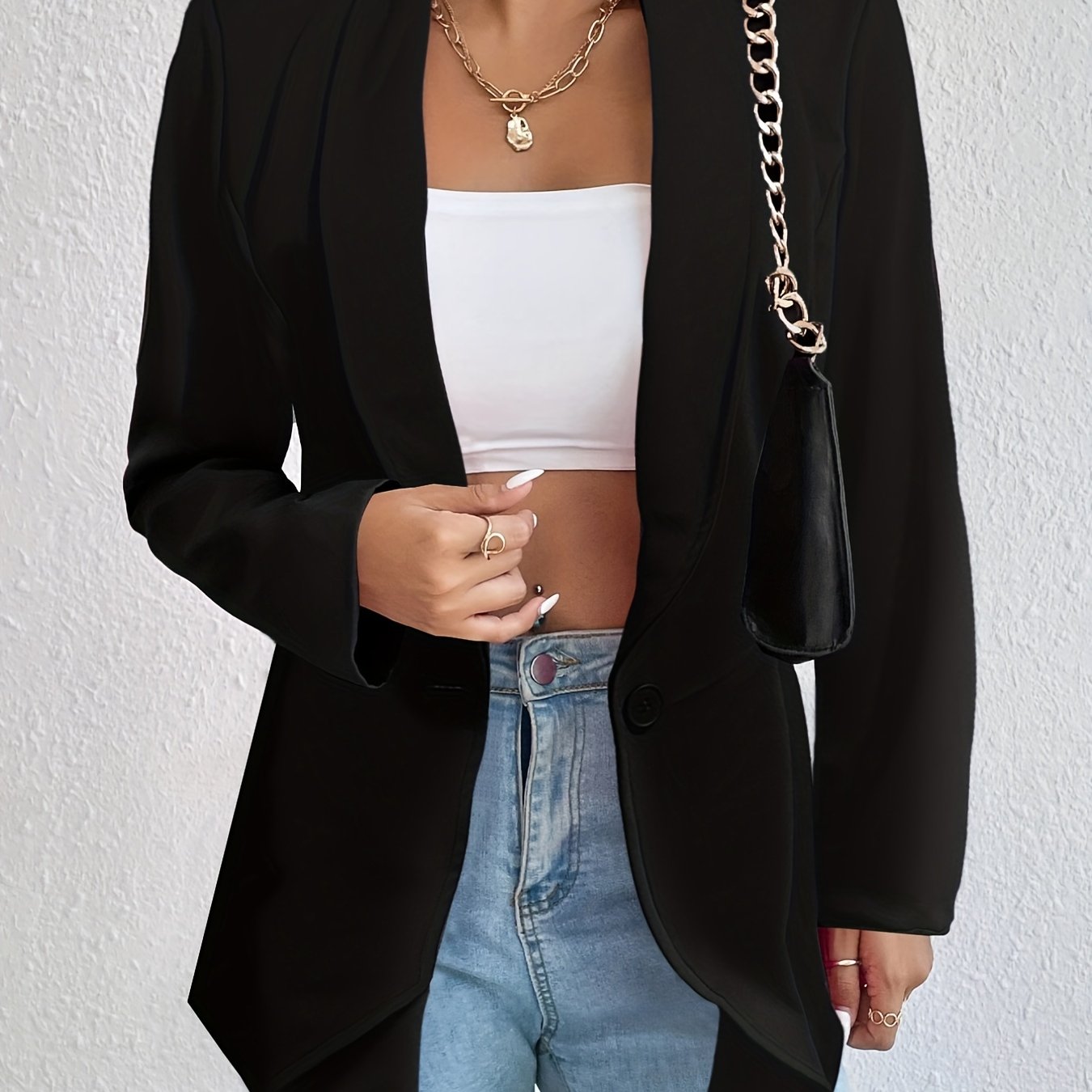 Casual Long Sleeve Lapel Blazer for Women