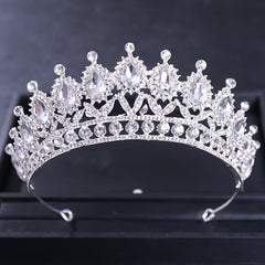 Silvery Crystal Tiara Crowns Party Queen Bridal Wedding Hair Accessories