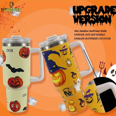 40oz Halloween Pattern Water Bottle Portable Creative Car Tumbler With Handle