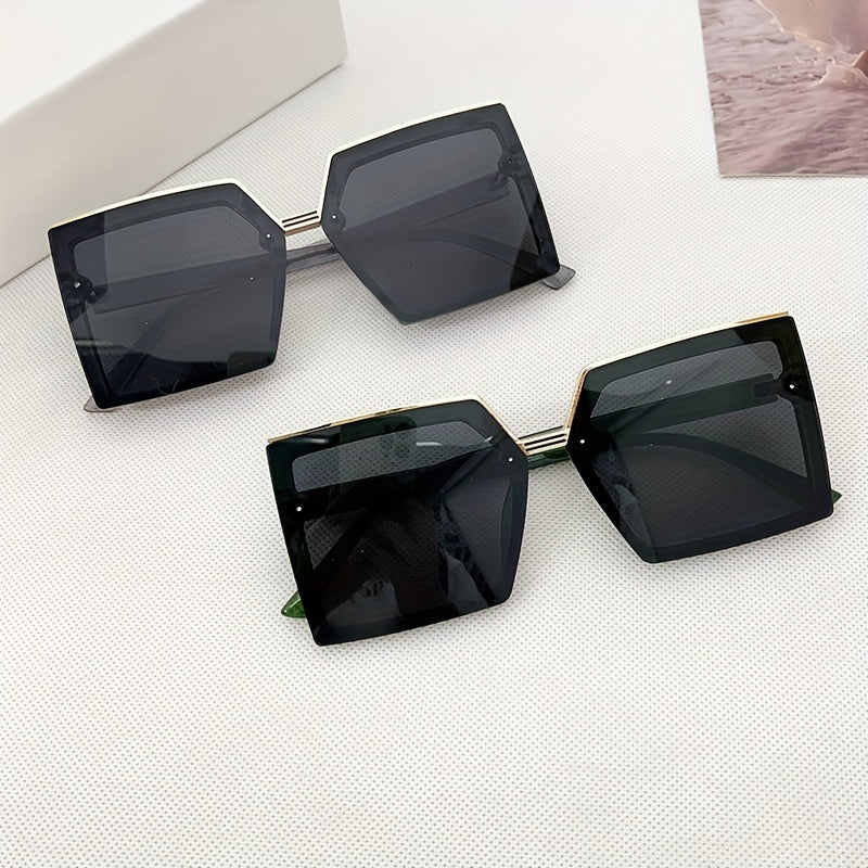 2Pairs Couple's Large Frame Sunglasses Vintage UV Protection