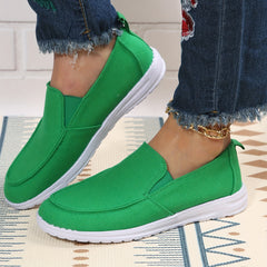Women's Canvas Flat Loafers Slip On Low Top Shoes Comfy Flats