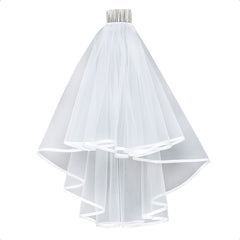 Romantic Style Bridesmaid Veil Hair Comb with Double Sided Ribbon Trim 1m