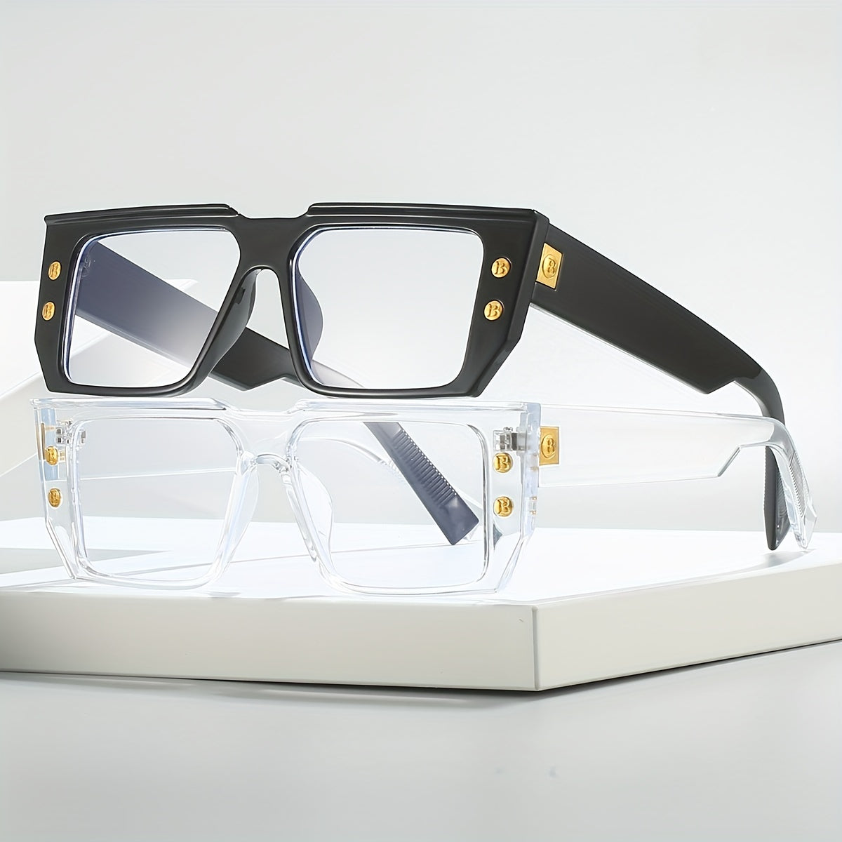 Square Anti Light Glasses Clear Lens for Women Men