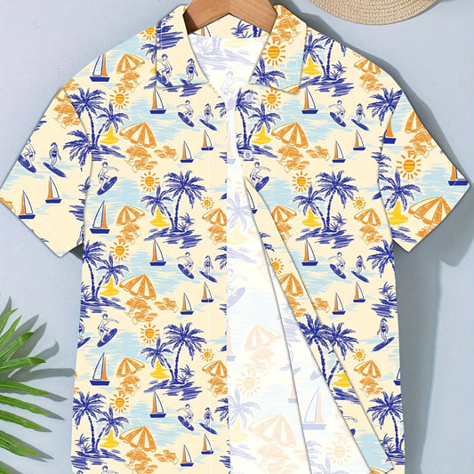 Sweet Flower Graphic Short Sleeve Lapel Shirt For Summer