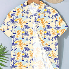 Sweet Flower Graphic Short Sleeve Lapel Shirt For Summer