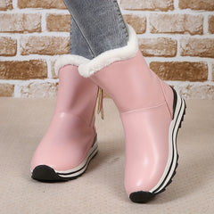 Women's Plush Lined Snow Boots Zipper Closure Non Slip Thermal Shoes