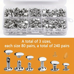 240 Leather Rivets Set Double Cap for DIY Leather Craft