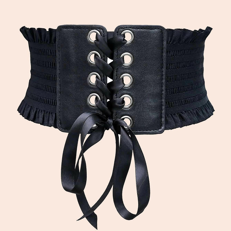 Elastic Lace-Up Corset Waist Belt for Women