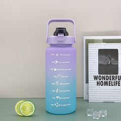 2000ml Water Bottle with Time Marker and Straw