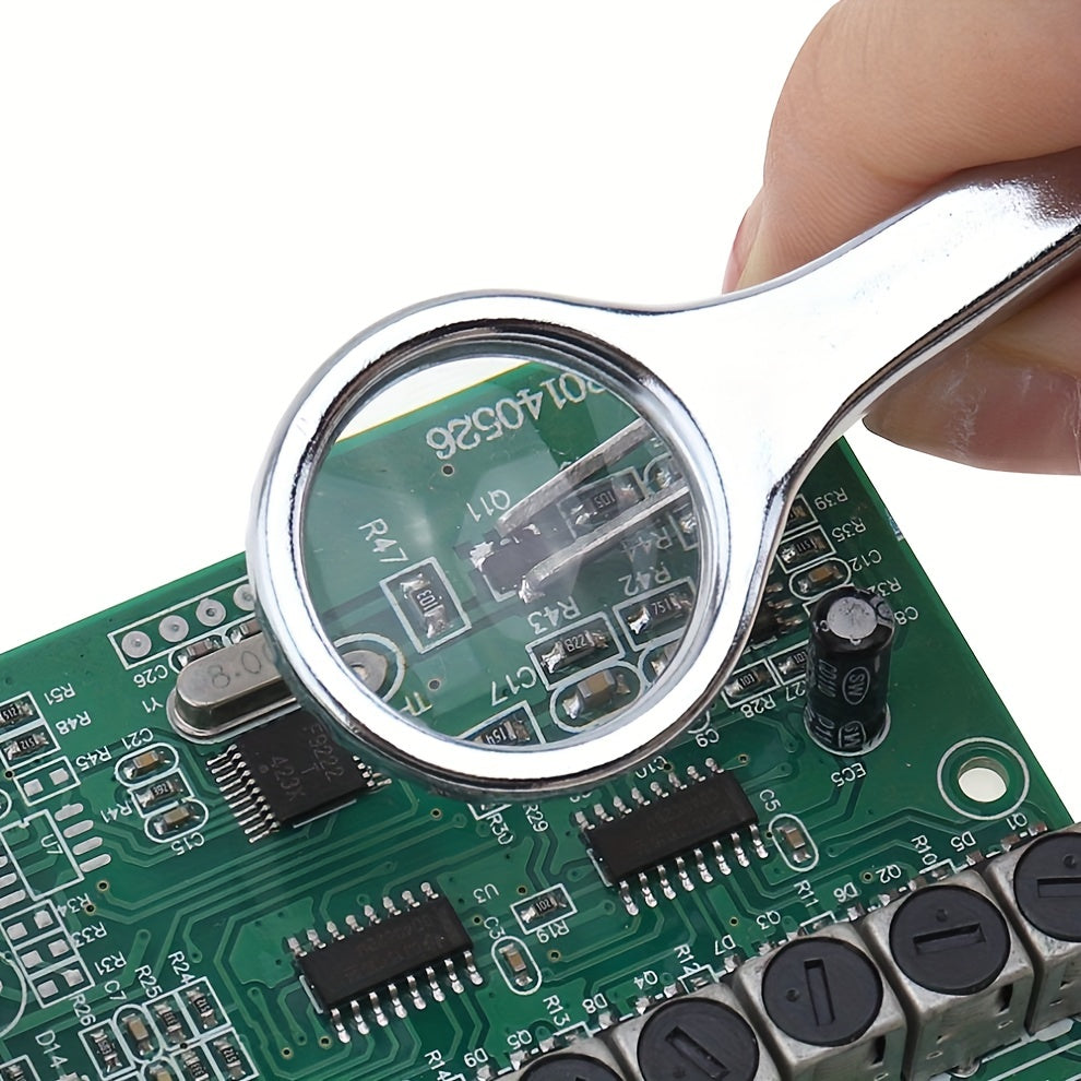 10X Handheld Magnifying Glass with Tweezers for Inspection Coins Stamps Jewelry