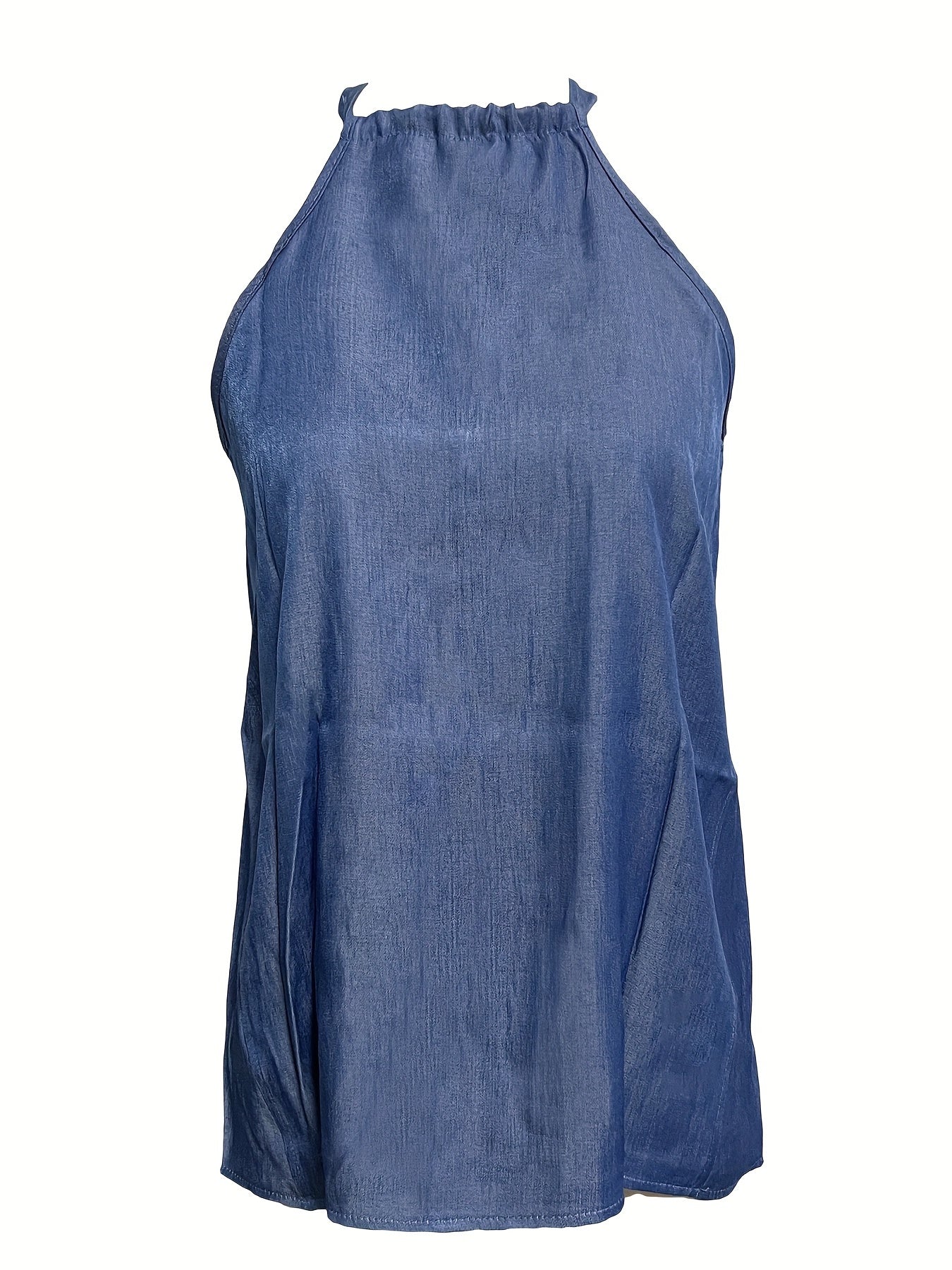 Solid Halter Neck Top Sleeveless Summer Women's Clothing