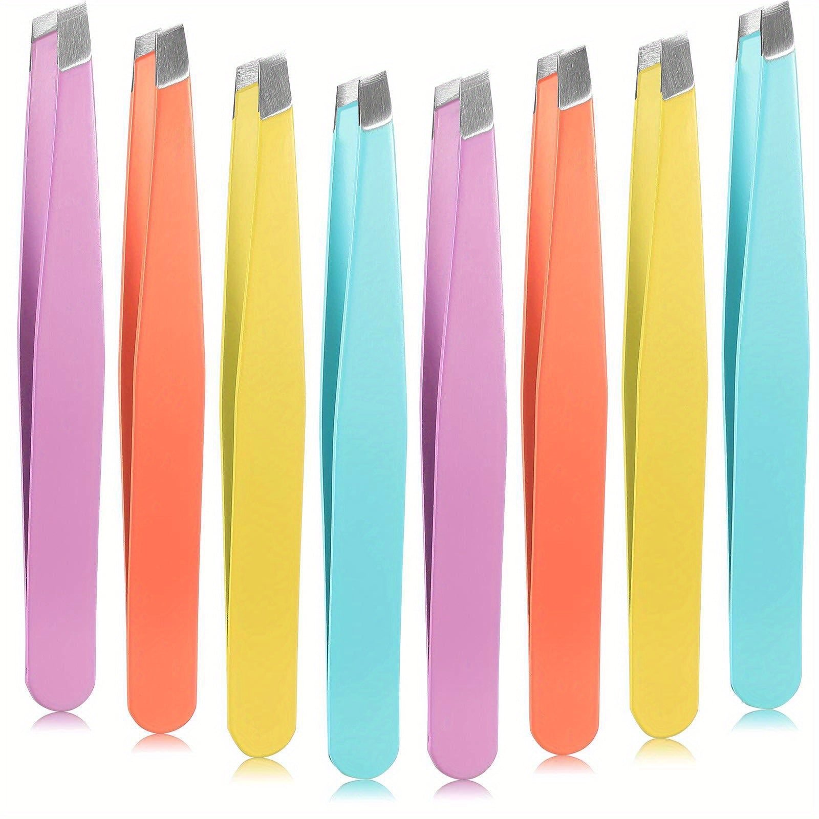 8pcs Slanted Tip Stainless Steel Eyebrow Tweezers for Facial Hair
