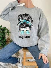 Mom Life Print Loose Sweatshirt Women's