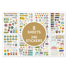 240pcs DIY Precut Decoration Stationery Diary Sticker Planner Index Label