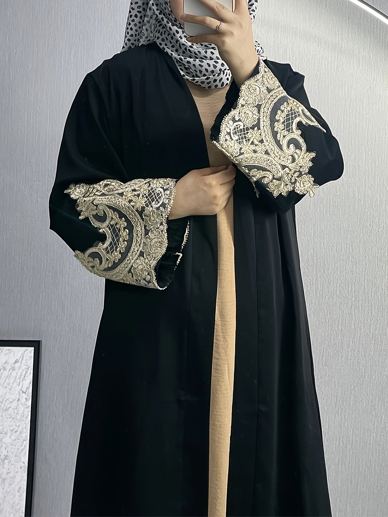 Floral Embroidery Abaya Maxi Robe
