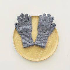 Kids Winter Wool Gloves Solid Color Warm Boys Girls Five Finger Gloves
